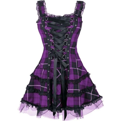 Tartan Pinup Dress - Purple / L