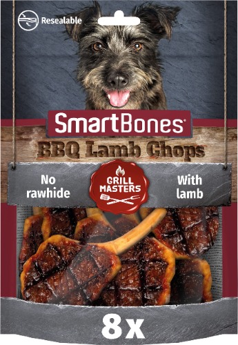 SmartBones BBQ Lamb Chops Grill Masters Rawhide-Free Chewy Treats for Dogs, Barbecue Flavour, Made With Tasty Lamb