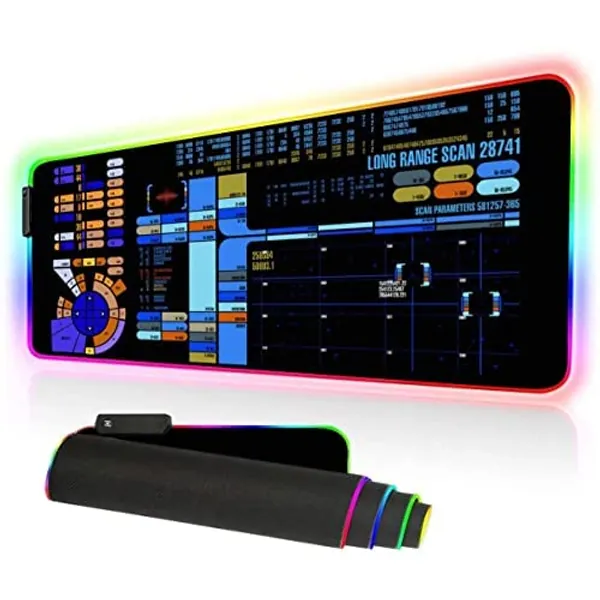 Trekkie Trekker Extra Large Thick Mouse pad for Desk, Sci-fi Control Console Display Led Desk Mat, SciFi Gifts Gamer RGB Mousepad Led, Laptop Pad Game Mat, Gaming Computer Accessories, Room Decor KMH