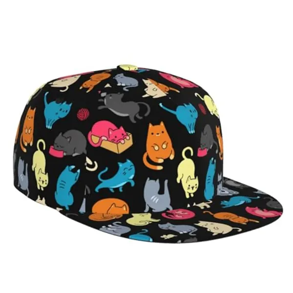 Cute Cat Pattern Baseball Hat Caps Sun Protection Hat Outdoor Trucker Hat Adjustable Size for Women Men