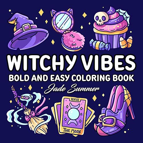 Witchy Vibes: Bold and Easy Coloring Book for Adults, Teens, and Seniors with Simple and Spooky Designs for Relaxation (Bold and Easy Coloring Books)
