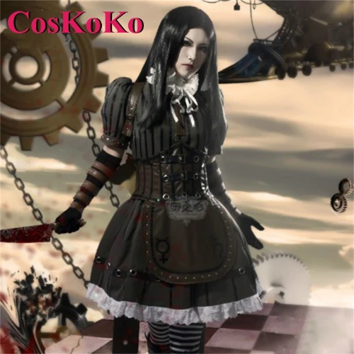 CosKoKo Alice Liddell juego de Cosplay, disfraz de Alicia: Madness Returns, versión actualizada, vestido de vapor, ropa de juego de rol para fiesta de Halloween - AliExpress 
