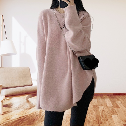 Relaxed Cozy Pullover Sweater - Pink