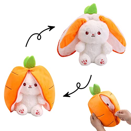 Irokasbar Carrot Reversible Cuddle Bunny Plush for Kids and Adults Easter Bunnies Plushies Gifts (Carrot，7.87 inches) - Carrot