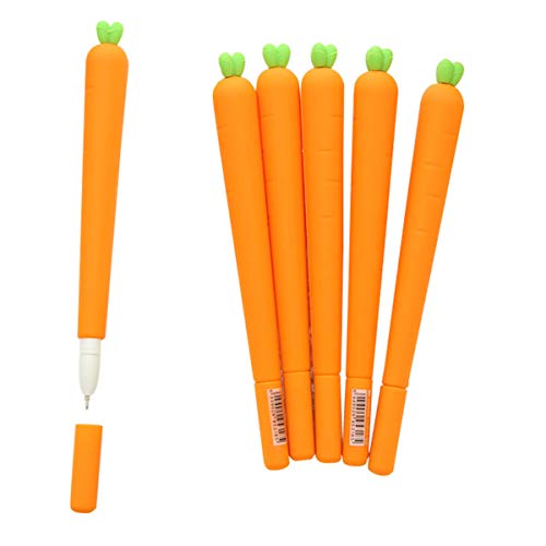 Halloluck 24 Pcs Carrot Gel Ink Pen Cute Silicone Roller Ball Pen for Office School Supplies, Kids Drawing Pen Gifts for School Student Office Kids Play Study Stationery Supplies