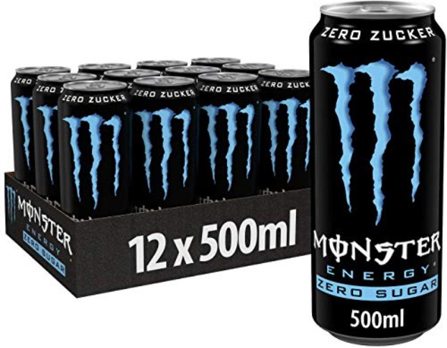 Monster Energy Absolutely Zero Can, Sugar Free Energy Drink, Energy, with Taurine and Caffeine, Set of 12, 12 x 0.5l