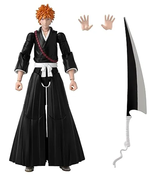 Anime Heroes Bleach Figures Kurosaki Ichigo Action Figure Articulated Anime Figure With Swappable Arms And Faces Bandai Bleach Action Figures, 17 cm - Kurosaki Ichigo