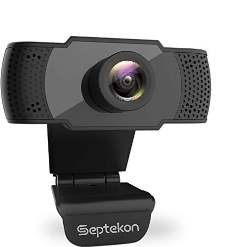 Septekon 1080P HD Webcam with Microphone, Streaming Computer Web Camera for Laptop/Desktop/Mac/TV, USB PC Cam for Video Calling, Conferencing, Gaming - Black