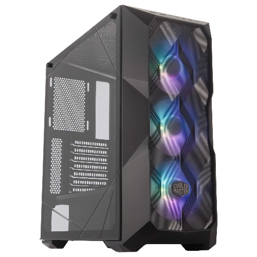 Cooler Master MasterBox TD500 Mesh Airflow ATX Mid-Tower with Polygonal Mesh Front Panel, Crystalline Tempered Glass, E-ATX up to 10.5", Three 120mm ARGB Lighting Fans