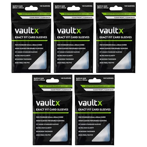 Vault X Exact Fit Trading Card Sleeves - High Clarity Perfect Fit Inner Sleeves to Protect and Preserve Board Game, Collectible and Trading Card Games (500 Pack) - 500 pack
