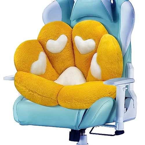 MOONBEEKI Cat Paw Cushion Chair Comfy Kawaii Chair Plush Seat Cushions Shape Lazy Pillow for Gamer Chair 28"x 24" Cozy Floor Cute Seat Kawaii for Girl Worker Gift, Dining Room Bedroom Decorate - Yellow - 28 Inch