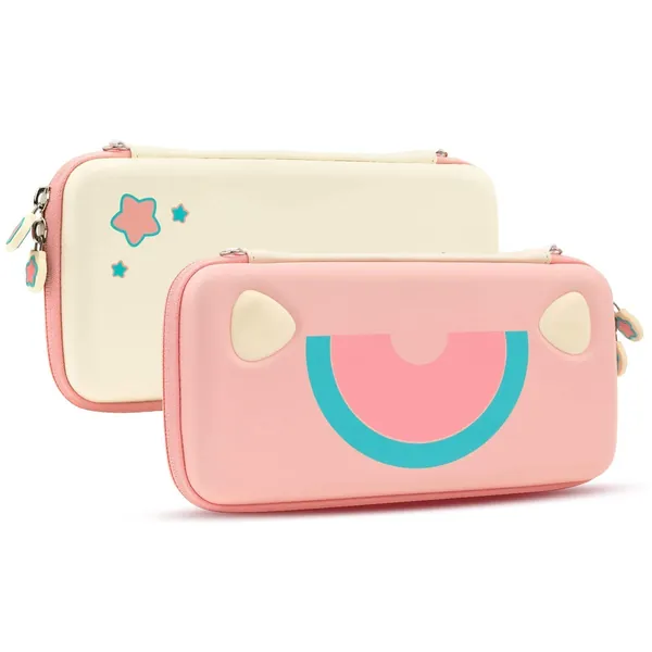 Geekshare Watermelon Cat Carry Case Compatible with Nintendo Switch/Switch OLED - Portable Hardshell Slim Travel Carrying Case fit Switch Console and Accessories - 