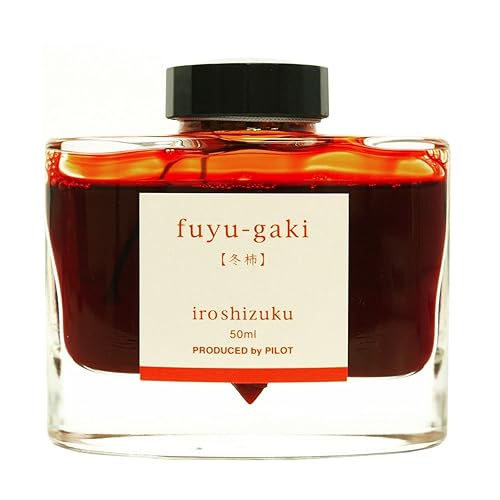 Pilot Iroshizuku Fountain Pen Ink - 50 ml Bottle - Fuyu-gaki Persimmon (Vermilion Red Orange) (Japan Import)
