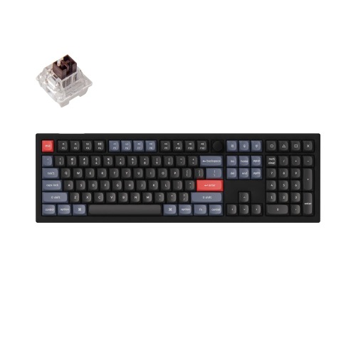 Keychron V6 QMK Custom Mechanical Keyboard | Fully Assembled Knob / Carbon Black (Non-transparent) / Keychron K Pro Brown