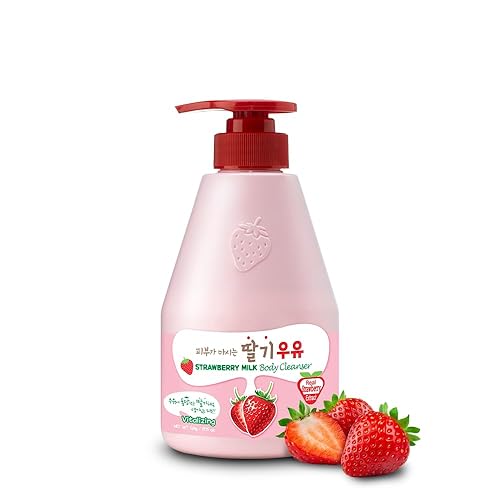 KWAILNARA Strawberry Milk Body Wash – Korean Body Cleanser with Strawberry Extract for Hydrated, Smooth Skin, 560 g / 19.75 oz. - Strawberry