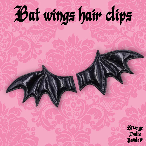 Bat wings hair clips, Succubus, Demon, Gothic Cosplay Harajuku, Halloween, Strange Dollz Boudoir