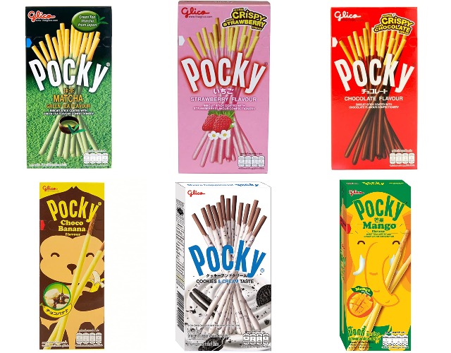 Pocky HAPPY PACK (6 packs) - Chocolate, Cookie & Cream, Strawberry, Mango, Banana, Matcha Green Tea