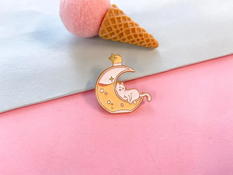 cat lying on the moon bottle pin kitten enamel pin enamel pins lapel pin hard enamel pin cute enamel pin hard enamel pins Gift for her