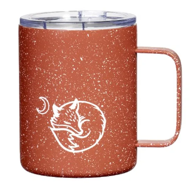 Red Co. Double Wall Vacuum Insulated Fox Coffee Mug Stainless Steel Tumbler with Lid and Handle - Perfect Travel Cup for Home, Office and Camping, 12 oz.