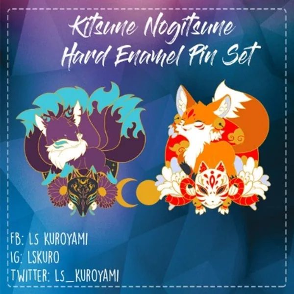 Kitsune & Nogitsune Hard Enamel Pin Kawaii Hard Enamel Pin | Etsy