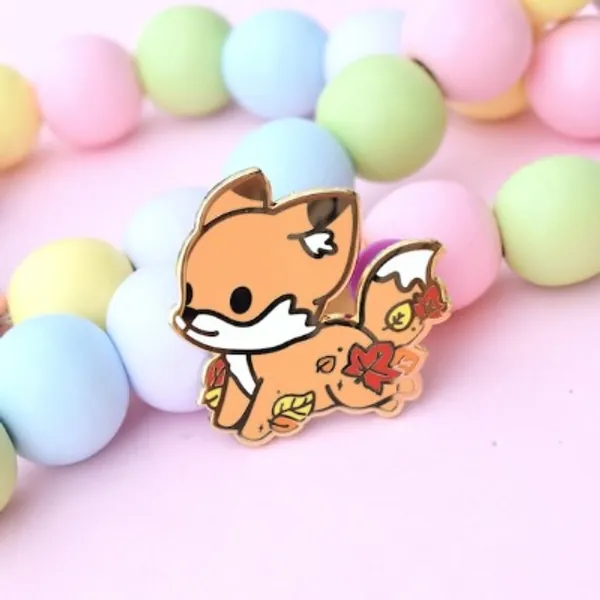 Fall Fox Hard Enamel Pin // Autumn Leaves Leaf Woodland | Etsy