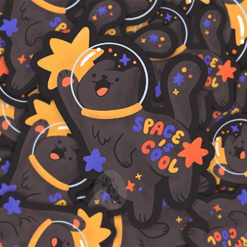 Space is Cool (Black) Sticker