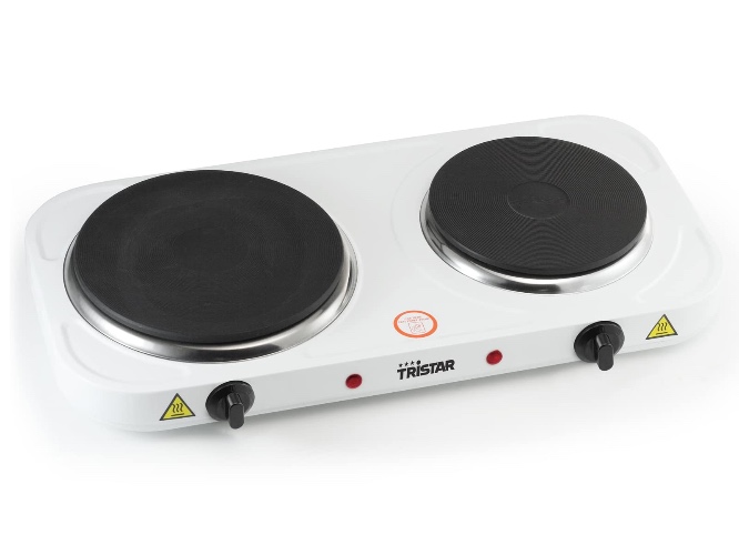 Tristar KP-6245 dubbel kokplatta, 15,5 och 18,5 cm ø, individuellt justerbar 5 värmenivåer, 2500 watt effekt, vit