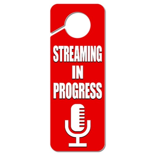 Graphics and More Streaming in Progress Microphone Plastic Door Knob Hanger Sign - 