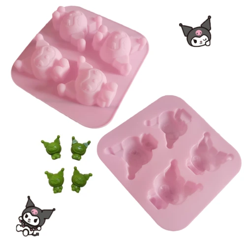 kawaii Sanrios Kuromi Cartoon Silicone Ice Cube Tray 3D Carving Mould Chocolate Fondant Whiskey Wine Cocktail Mold DIY Tool