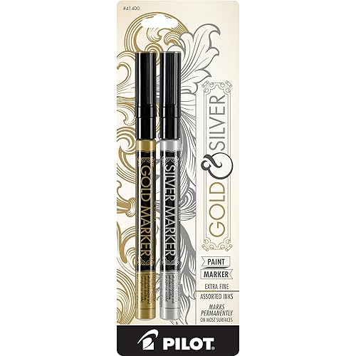 Pilot Metallic Permanent Paint Markers, 1 Each Gold & Silver, Extra Fine Point, Set of 2 (41400)
