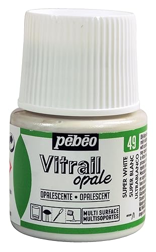 Pebeo Vitrail, Stained Glass Effect Paint, 45 ml Bottle - Super White, 1.52 Fl Oz (Pack of 1)