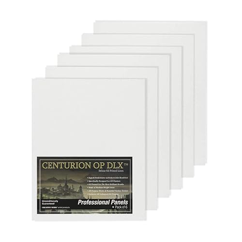Centurion Deluxe Professional Oil Primed Linen Canvas Panels - 8x10-6 Pack of Linen Canvases for Painting, Artwork and More - 8x10 - 6 Pack