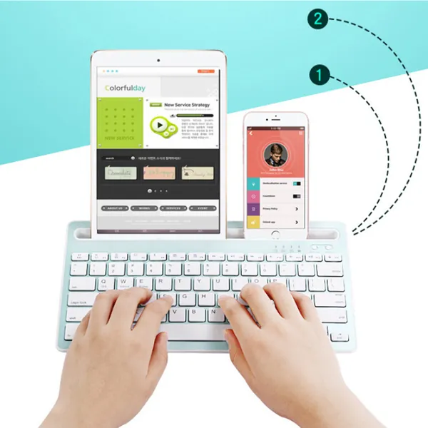 Multi-Task Master Of All Bluetooth Keyboard by VistaShops - TEAL