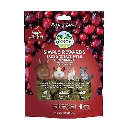 Oxbow Animal Health Simple Rewards Baked Treats with Cranberry, 3 Ounces - Cranberry - 3 Ounce (Pack of 1)