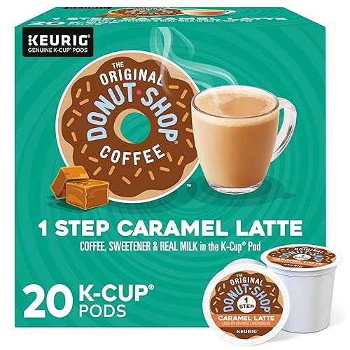 The Original Donut Shop Caramel One-Step Latte, Keurig Single Serve K-Cup Pods, 20 Count - Caramel Latte - 20 Count (Pack of 1)