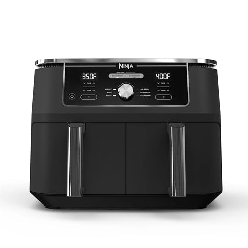 Ninja DZ401 Foodi 10 Quart 6-in-1 DualZone XL 2-Basket Air Fryer with 2 Independent Frying Baskets, Match Cook & Smart Finish to Roast, Broil, Dehydrate & More for Quick, Easy Family-Sized Meals, Grey - 10 Quart 6-in-1