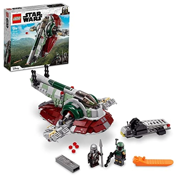 LEGO Star Wars Boba Fett Starship 75312 Building Toy - Mandalorian Model Set Featuring Iconic Starfighter with Rotating Wings and 2 Minifigures, Fun and Imaginative Build for Kids Age 9+