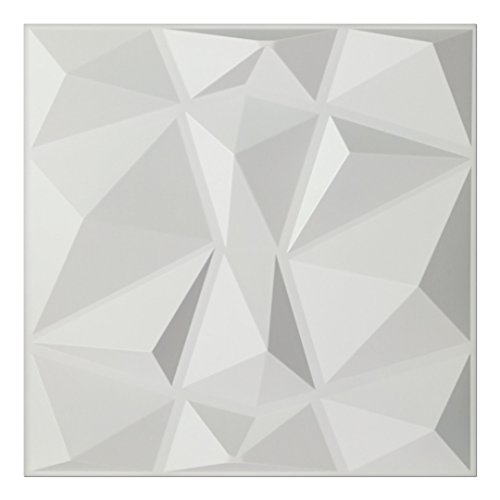 Art3d Textures 3D Wall Panels White Diamond Design 50 * 50cm(12 Pack) - White