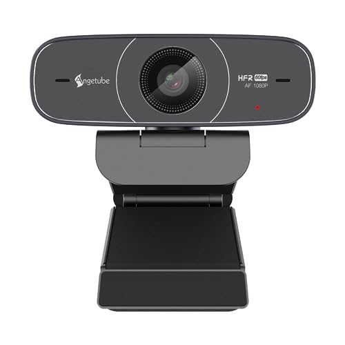 Angetube Webcam 1080P 60fps in Dual Noise Reduction Microphone Streaming Web Camera with Autofocus PC Web Cameras Compatible for Laptop Recording&Calling&Conference (black)