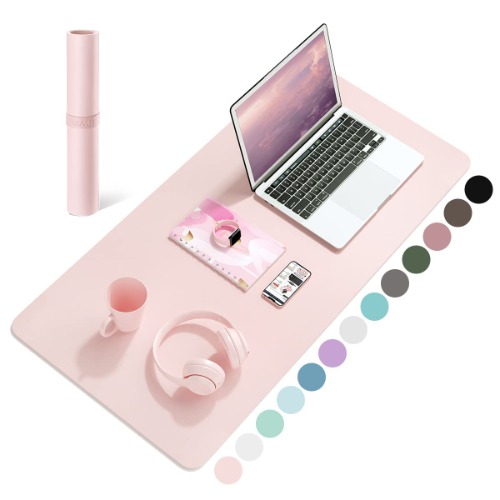 Non-Slip Desk Pad, Waterproof PVC Leather Desk Table Protector, Ultra Thin Large Mouse Pad, Easy Clean Laptop Desk Writing Mat for Office Work/Home/Decor (Pink, 80 x 40 cm)