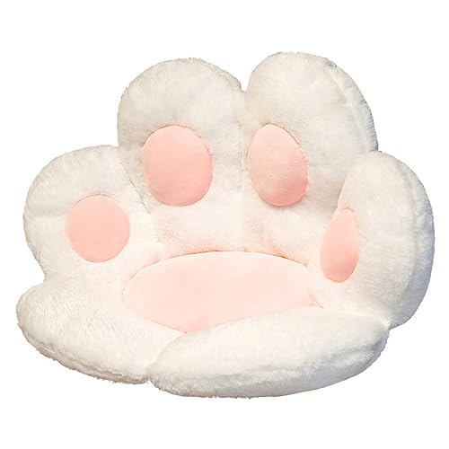 Souarts Cat Paw Shape Seat Cushion Lazy Sofa Plush Chair Cushion Cute Comfy Back Seat Cushions for Bedroom Office Sofa - White
