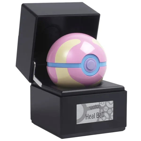 The Wand Company Heal Ball Authentic Replica - Realistic, Electronic, Die-Cast Poke Ball with Ball and Display Case Light Features Officially Licensed by Pokemon - 