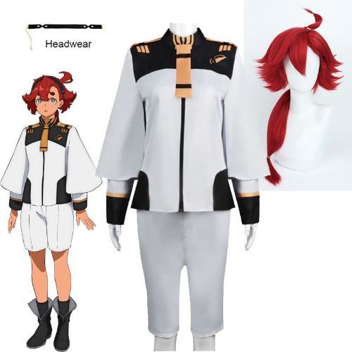 30.97C$ 41% de DESCUENTO|Disfraz de Cosplay de Anime Suletta Mercury, traje móvil Gundam: La Bruja de Mercury Wig Headwear, traje de uniforme de conductor para mujer| |   - AliExpress