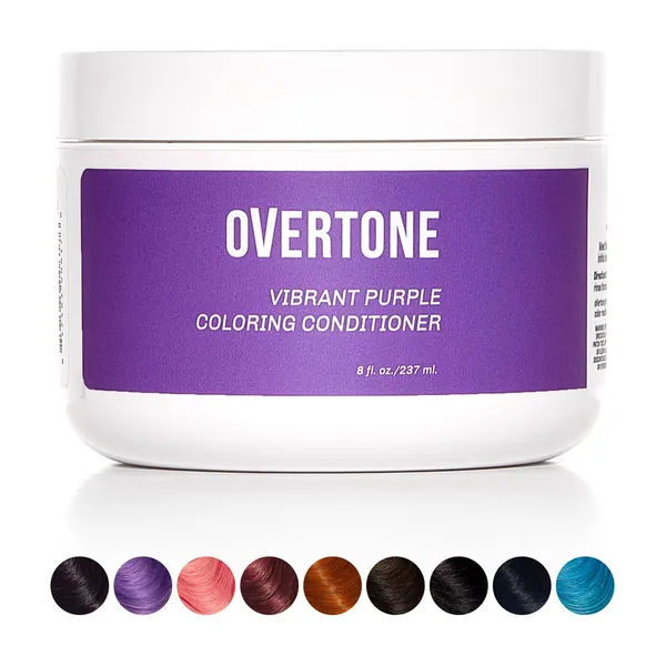 oVertone Haircare Semi-Permanent Color Depositing Conditioner with Shea Butter & Coconut Oil, Vibrant Purple, Cruelty-Free, 8 oz