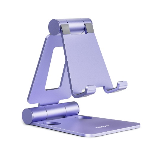 Nulaxy Cell Phone Stand for Desk, Fully Foldable Adjustable Desktop Phone Holder Cradle Dock Compatible with Phone 13 12 11 Pro Xs Xr X 8 iPad Mini Nintendo Switch Tablets (7-10") All Phones - Purple - E-Purple