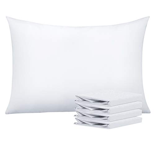 NTBAY Queen Pillowcase Set - 4 Pack Brushed Microfiber 20x30 Pillowcases - Soft, Wrinkle-Free, Fade-Resistant, Stain-Resistant, White Pillowcases with Envelope Closure - 20x30 Inches, White - White - Queen (20" x 30")
