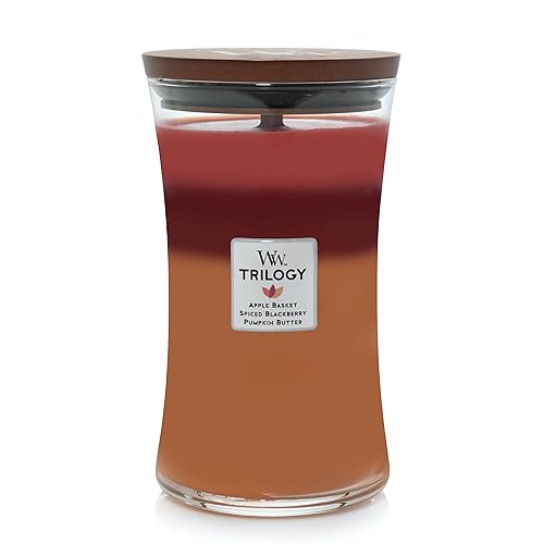 WoodWick Autumn Harvest Trilogy Large Hourglass Trilogy Candle, Crackles as it burns, Perfect for Gifting - Autumn Harvest Trilogy - Large