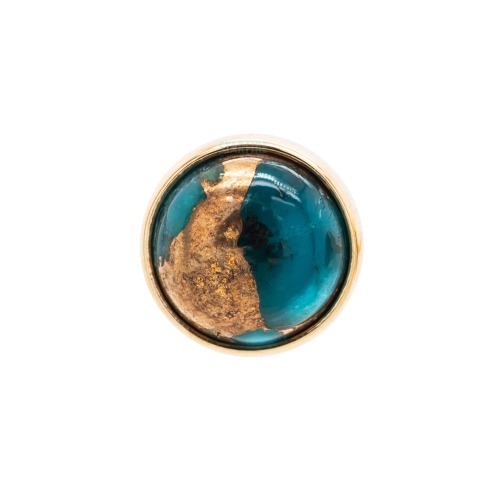 Copper Blue Turquoise in Cup Setting Nostril Screw in Gold | 4mm / Yellow Gold