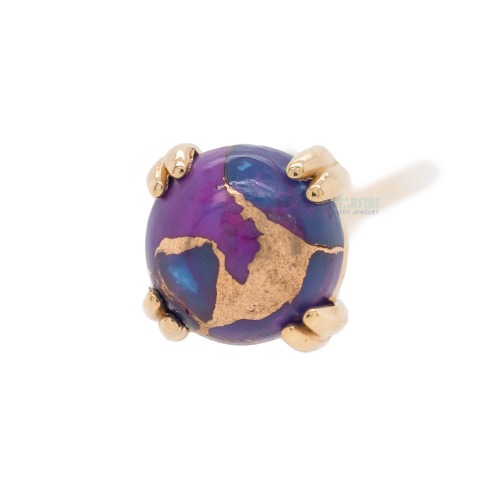 Copper Purple Turquoise Cabochon Nostril Screw Prong Set in Gold | 4mm / Rose Gold
