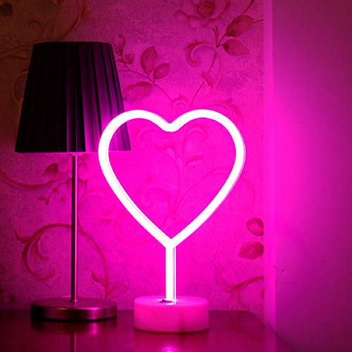 Heart Neon Sign, LED Neon Valentine's Day Décor - Pink